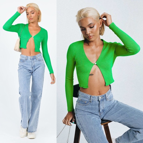 Lioness Vineyard Cardigan Ribbed Green Size 2 NWT - Picture 2 of 10